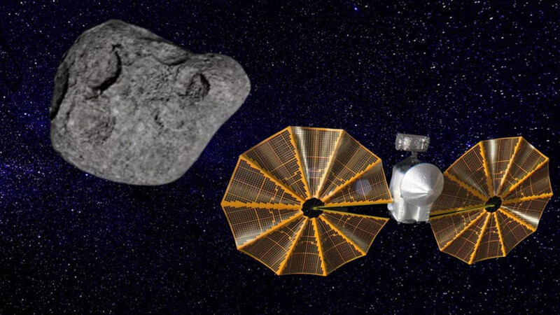 소행성 딘키네시에 접근하는 루시 탐사선(상상도). 나사 제공