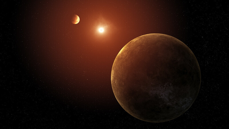 7개의 행성으로 구성된 케플러-385 행성계에서 중심별과 가장 안쪽에 있는 2개의 행성을 보여주는 그림. 미 항공우주국(나사) 제공