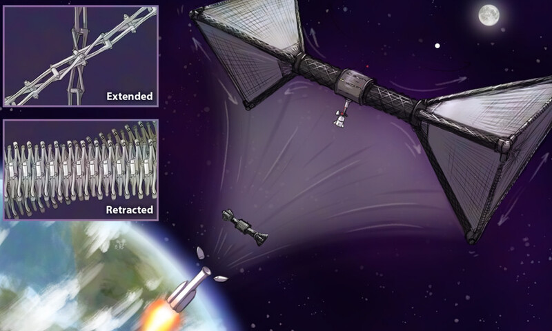 한 번 발사로 완성하는 팽창형 우주 인공중력 장치. 나사 제공