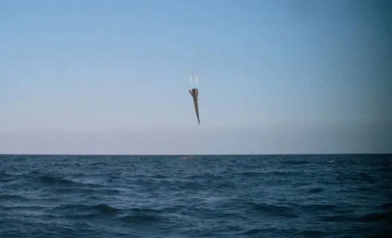 An image of the first test launch of South Korea’s homegrown hypersonic glide vehicle on Oct. 8, 2026, released by the Blue House on Oct. 9. (courtesy Blue House)