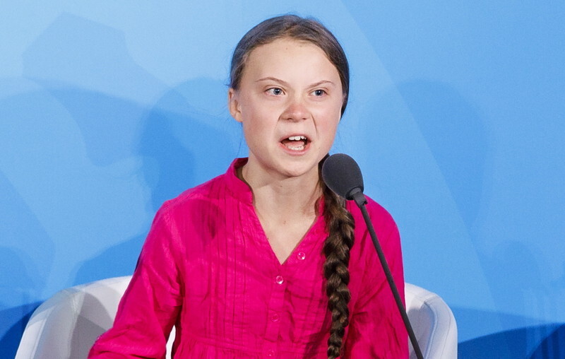 Swedish teenage climate activist Greta Thunberg addresses the UN Climate Action Summit in New York on Sept. 23, 2019.