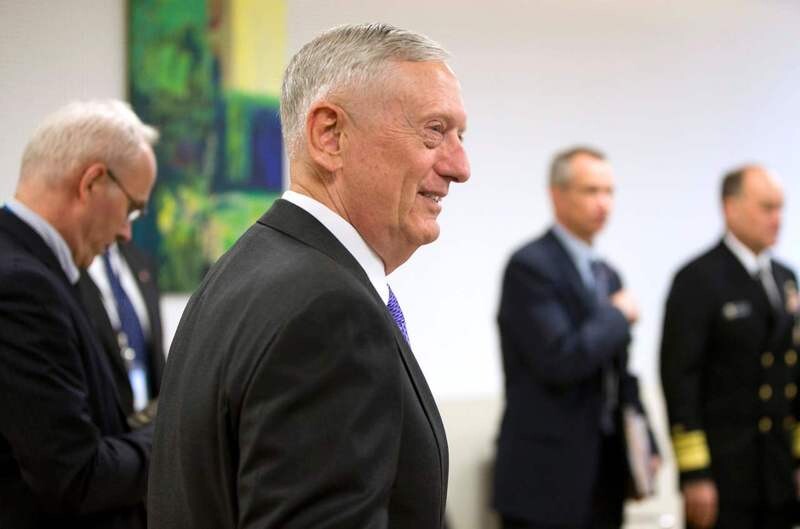 US Secretary of Defense James Mattis arrives for a meeting at NATO headquarters in Brussels
