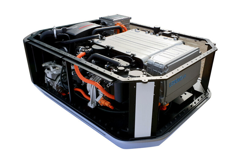 The hydrogen fuel cell system that Hyundai Motor exported to energy solutions startup GRZ in Switzerland. (provided by Hyundai Motor)