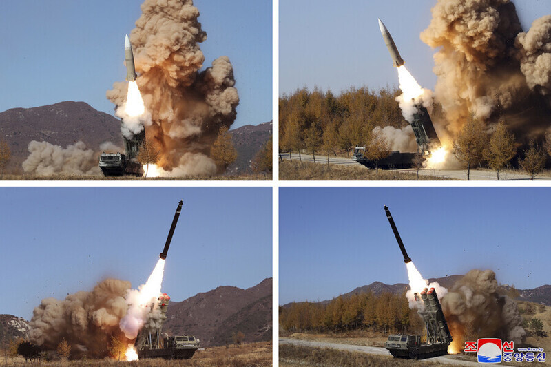 These photos, released by North Korean state media, show what they call military operations held between Nov. 2 and Nov. 5. (KCNA/Yonhap)