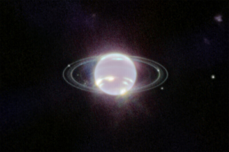 제임스웹우주망원경이 지난해 7월12일 근적외선 카메라로 찍은 해왕성. 고리가 선명하게 드러나 있다. 나사 제공