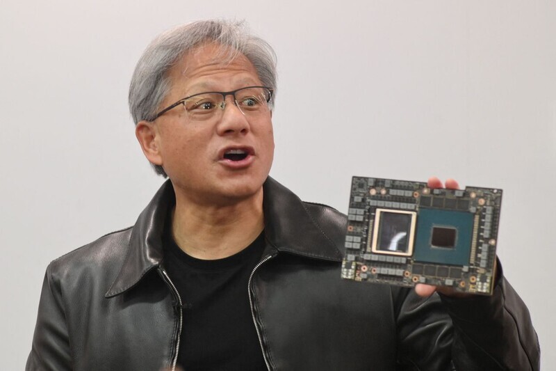Jensen Huang, the CEO of Nvidia, speaks at a press conference at Computex Taipei, an IT expo in Taiwan, on May 30. (AFP/Yonhap)