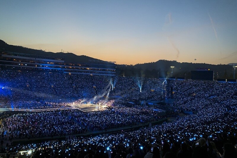 BTS performs at the Rose Bowl Stadium in Pasadena