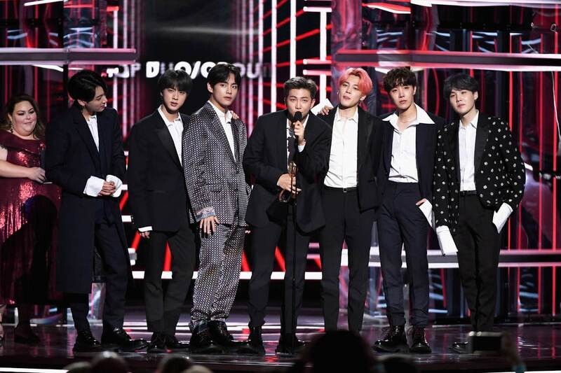 BTS becomes the first Asian act to win the award for Top Duo/Group at the 2019 Billboard Music Awards at the MGM Grand Garden Arena in Las Vegas on May 2.