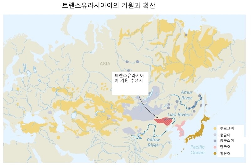 한국어, 일본어, 몽골어 등 광대한 지역에 걸쳐 있는 트랜스유라시아어의 발원지는 중국 북동부 랴오허강 유역이라는 연구 결과가 나왔다. 네이처 제공