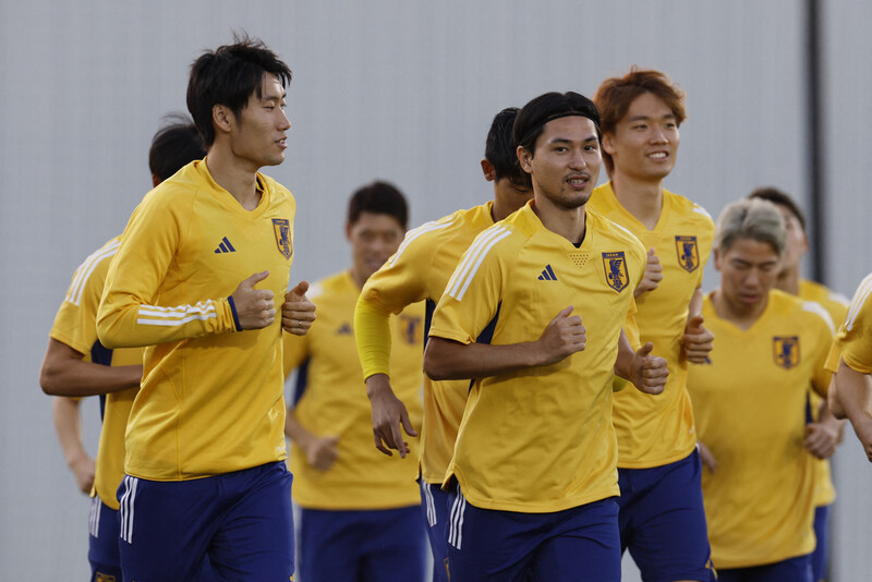 練習中のサッカー日本代表。 ロイター聯合ニュース