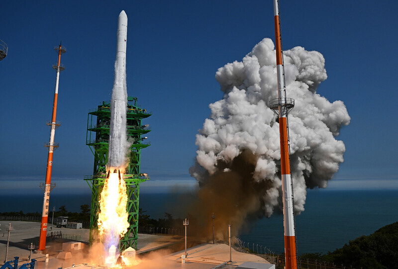 The KSLV-II, known also as Nuri, lifts off from Naro Space Center in southern South Korea on June 21, 2022. (pool photo)