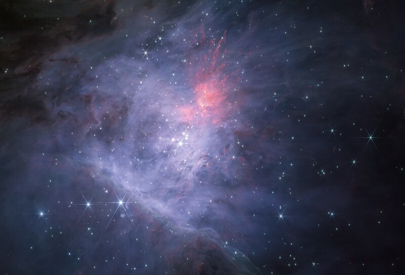 제임스웹우주망원경 근적외선카메라의 단파장 필터로 찍은 오리온성운. 전례 없는 고화질의 이 사진엔 2800여개의 어린 별이 포함돼 있다. Mark McCaughrean &amp; Sam Pearson
