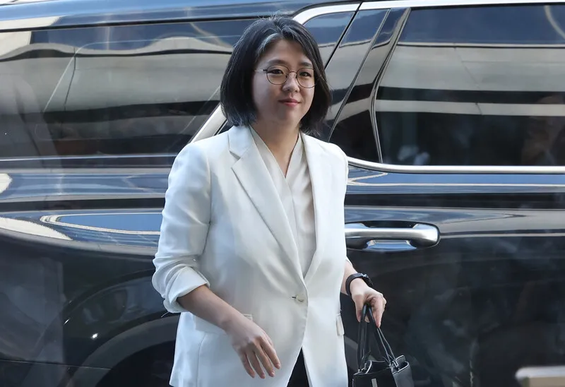 Yong Hye-in, nominee for Minister of Gender Equality and Family, arriving at her confirmation hearing preparation office