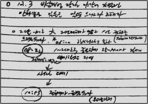 홍장원 전 국가정보원 1차장이 지난 12·3 비상계엄 직후 자필로 작성한 메모의 일부