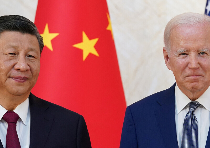 President Xi Jinping of China and President Joe Biden of the US stand for a photo ahead of the Group of 20 summit in Bali, Indonesia, in November 2022. (Reuters/Yonhap)