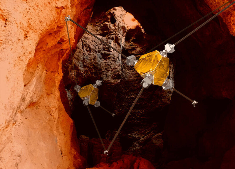 화성의 지하동굴을 탐험하는 리치봇. 사자 제공