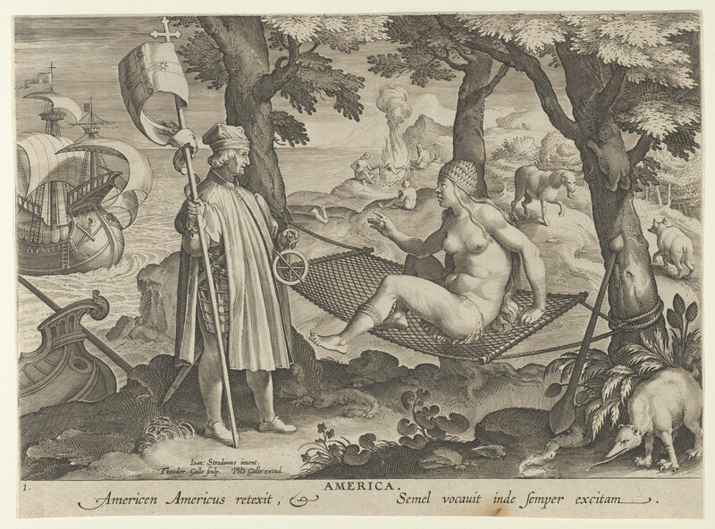 테오도르 갈레, &lt;아메리카&gt;, 1600년대, 동판화, 엘리샤 휘틀지 컬렉션