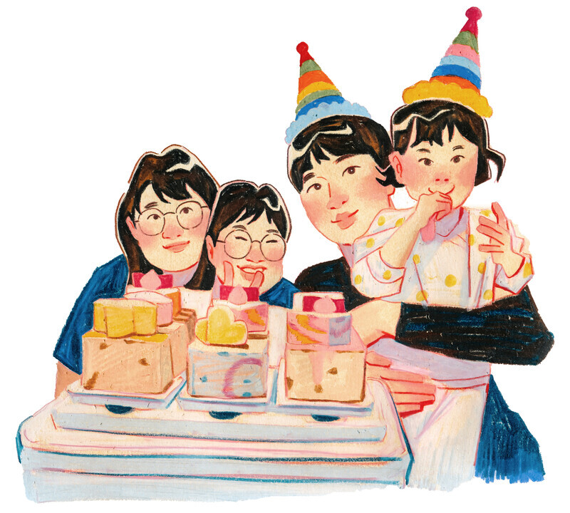 Hyeon-seo and his younger sisters, as illustrated by Kwon Min-ji