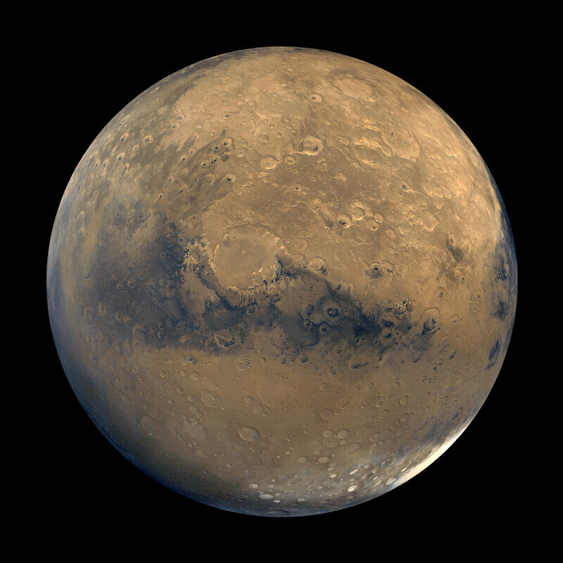 This mosaic of Mars is composed of about 100 Viking Orbiter images. (provided by NASA)