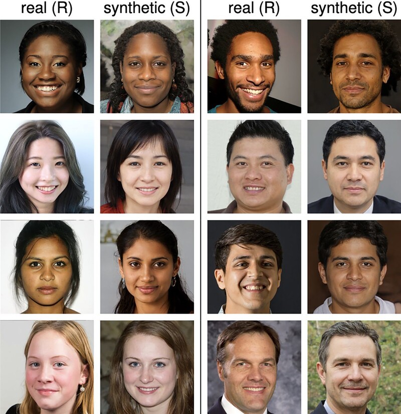 Representative cases with high concordance between real and synthetic faces.  Provided by PNAS