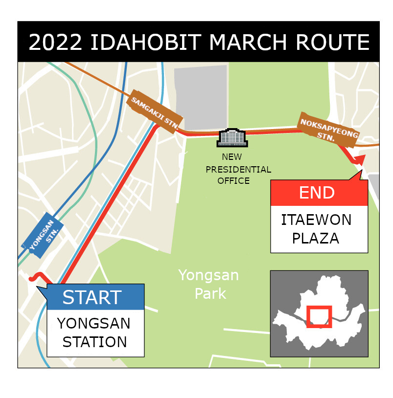 The planned route for the IDAHOBIT march