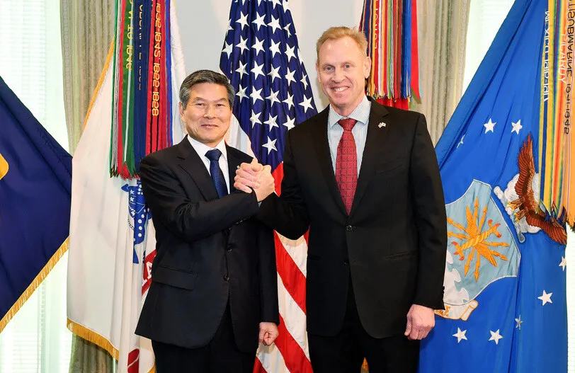 South Korean Defense Minister and acting US Defense Secretary Patrick Shanahan in Washington