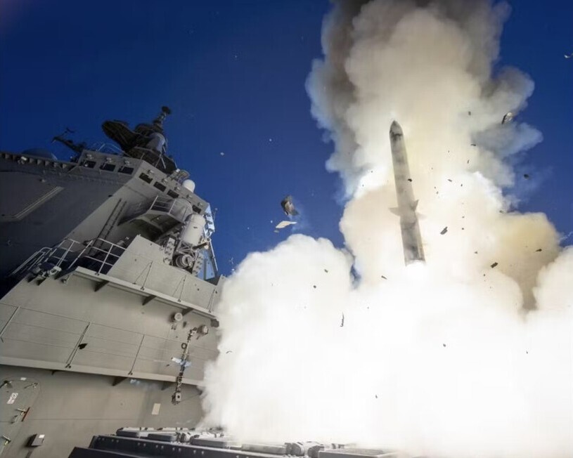 The Japanese Aegis-equipped destroyer JS Maya fires an SM-3 Block IIA missile. (courtesy of JMSDF)