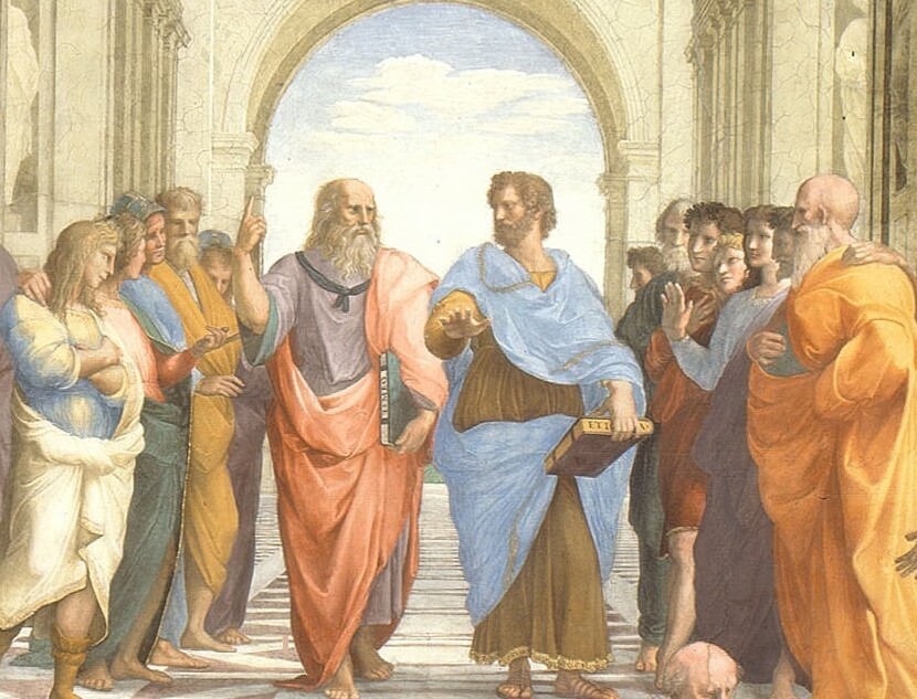코로나19 팬데믹은 ‘인간은 사회적 동물’이라는 아리스토텔레스의 금언을 새삼 떠올리게 해줬다. 이탈리아 르네상스시대의 화가 라파엘로의 그림 ‘아테네 학당’의 일부. 가운데 두 사람 중 왼쪽이 플라톤, 오른쪽이 아리스토텔레스다. 위키미디어코먼스