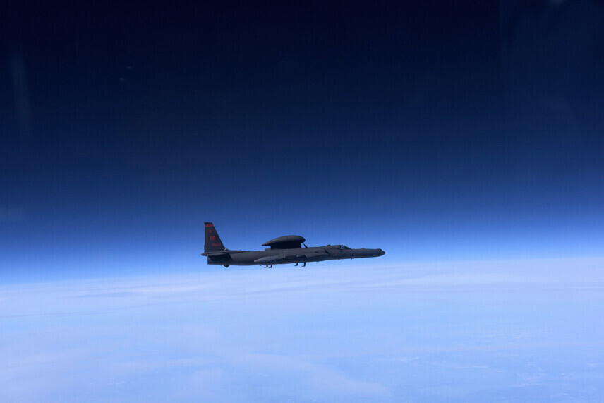 A US U-2 surveillance plane is shown in the air above California, US, on March 23, 2016. (courtesy US Air Force)
