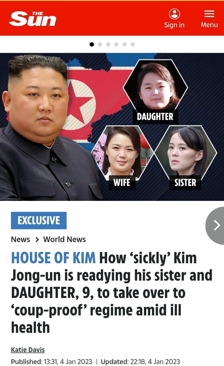 Article about North Korea in the UK’s The Sun daily.