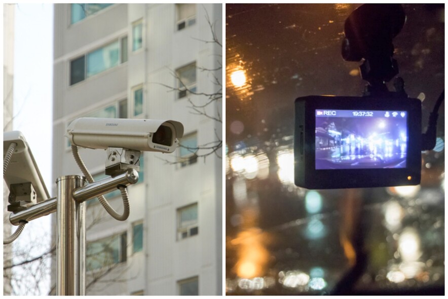 범죄 예방 목적의 CCTV와 차량용 블랙박스. 케티이미지뱅크