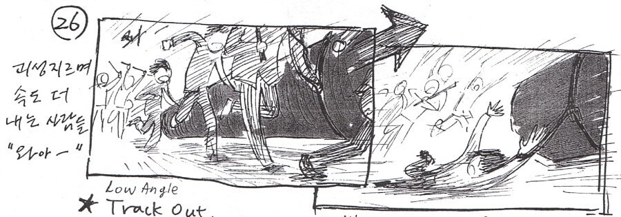 Bong’s personal storyboard for “Snowpiercer”