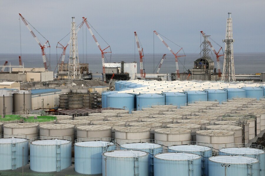 Around 1.33 million metric tons of contaminated water, currently stored in tanks at the Fukushima nuclear power plant as shown here, will be released over the course of 30 years. (Yonhap)