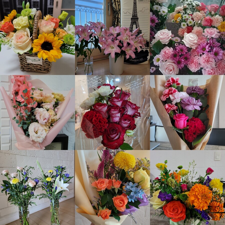 이수연씨는 온라인 꽃집을 운영하는 동안 엄마 화정씨에게 틈틈이 꽃다발과 꽃바구니를 만들어 선물했다. 유가족 제공