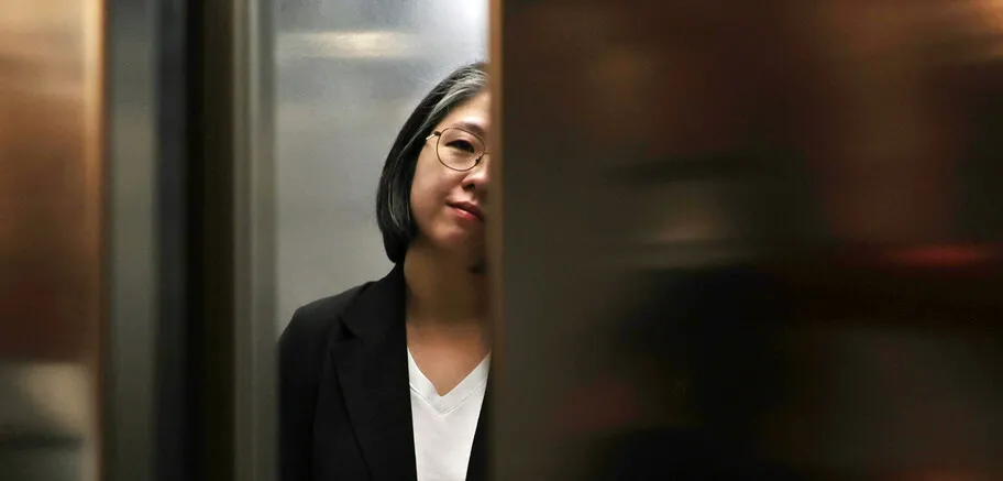 Yong Hye-in, nominee for Minister of Gender Equality and Family, arrives at her confirmation hearing preparation office