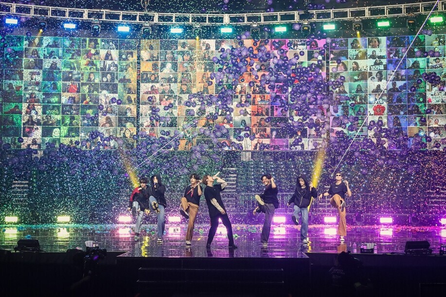 BTS performing for their online concert BTS Map of the Soul, which ran from Oct. 10 to 11. (Big Hit Entertainment)