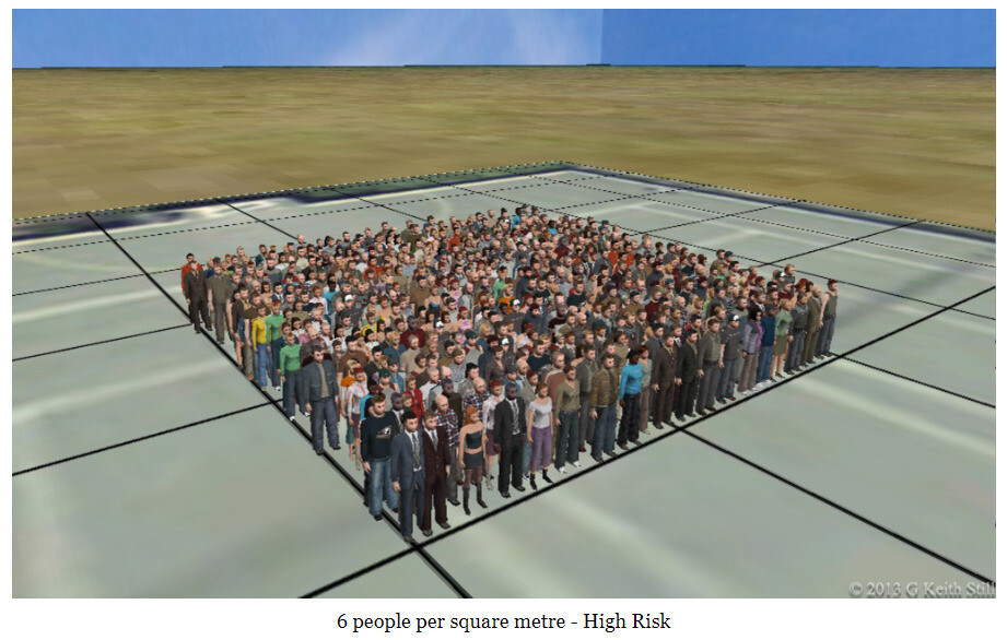 1평방미터당 5명의 ‘적정선’을 넘어선 군중의 모습. 키스 스틸 교수가 운영하는 개인 누리집 갈무리.