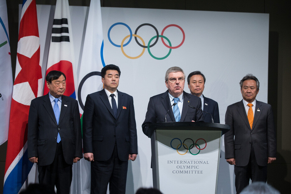 IOC President Thomas Bach holds a press conference in at the IOC headquarters in Lausanne
