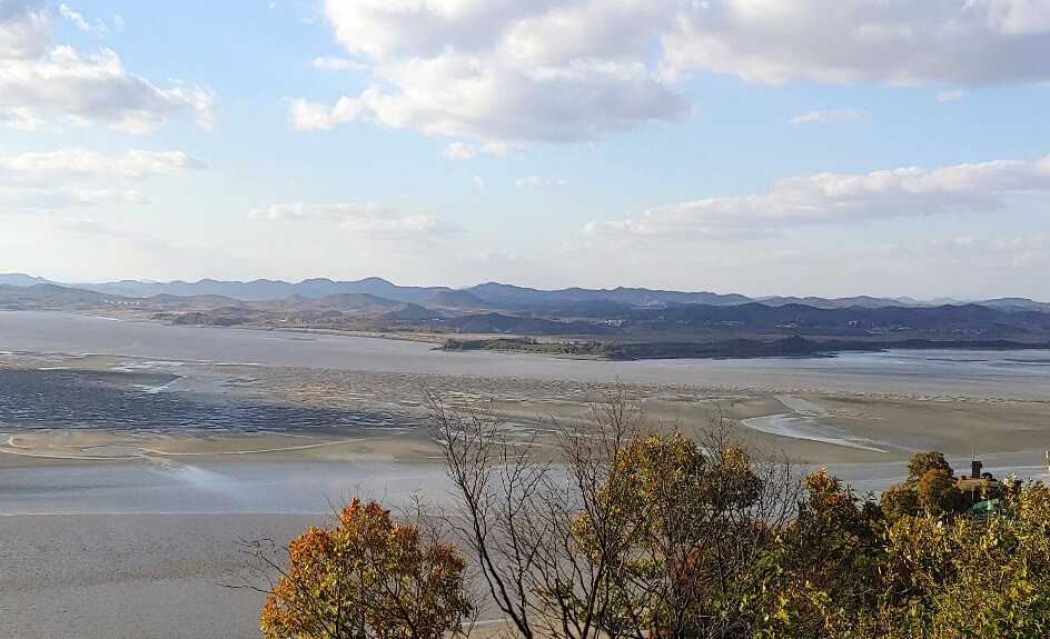 A view of where the Han River meets the Imjin River from Odusan Unification Observatory in Paju