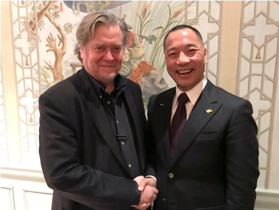 Steve Bannon, former chief strategist in the White House, and billionaire Guo Wengui, a Chinese exile who lives in the US. (Guo’s Twitter account)
