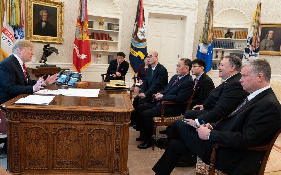 US President Donald Trump meets with Kim Yong-chol