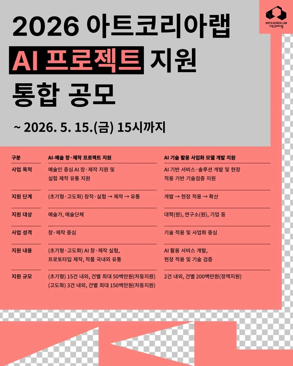 아트코리아랩 AI 프로젝트 지원 통합 공모
