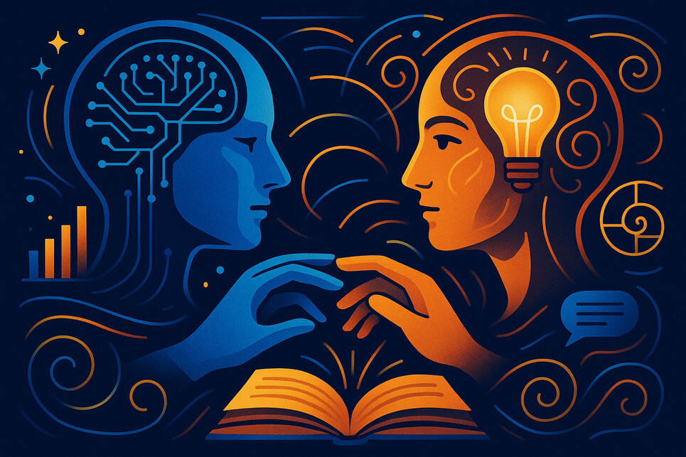 인공지능(AI) 기반 검색엔진 ‘퍼플렉시티’에 ‘인공지능과 인문학의 연계와 관련한 이미지를 생성하라’는 지시어를 입력해 생성한 이미지.