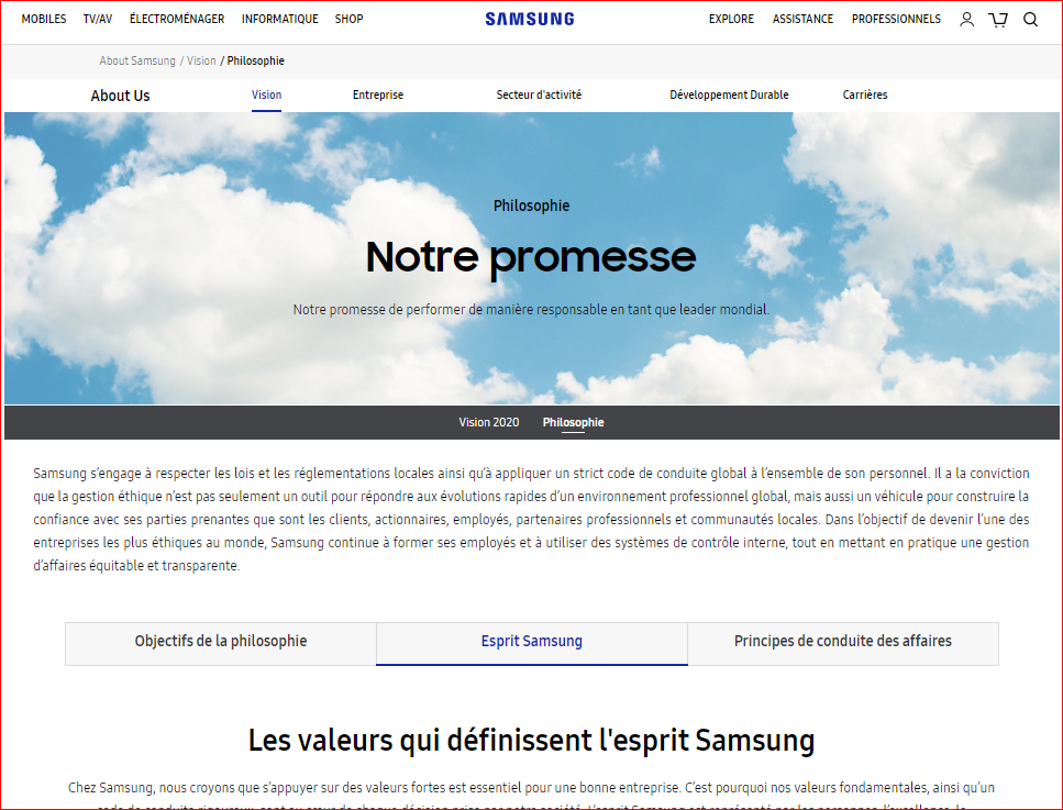 Samsung France‘s website