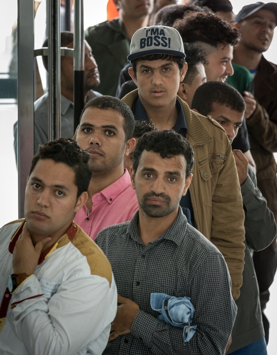 Yemeni asylum seekers wait for their turn at a refugee job fair at the Jeju Immigration Office on June 18. (Park Seung-hwa