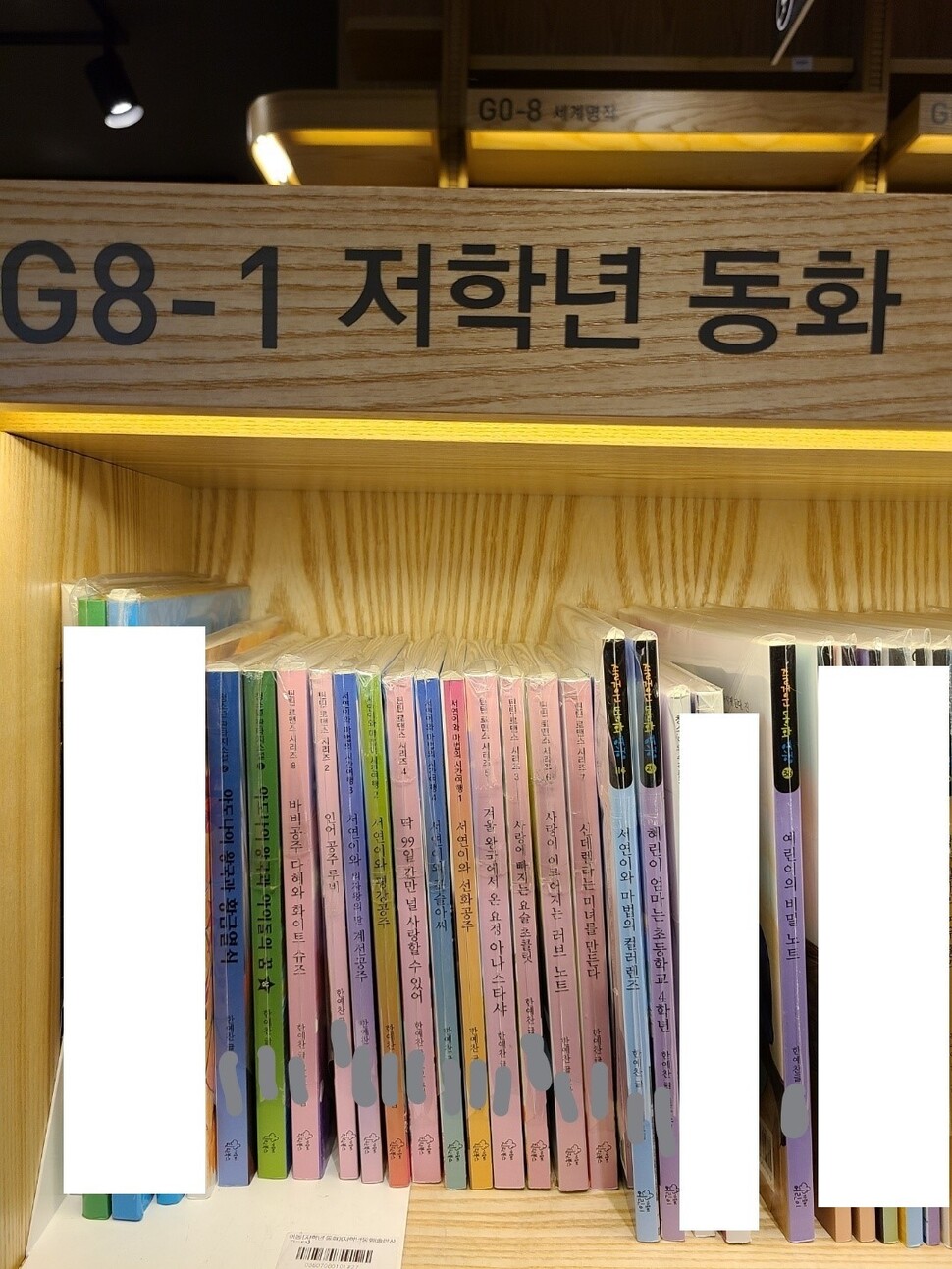 지난달 21일 서울 영등포구의 한 대형서점 초등학교 저학년용 서적 코너에 진열된 한예찬씨의 책들. 최우리 기자
