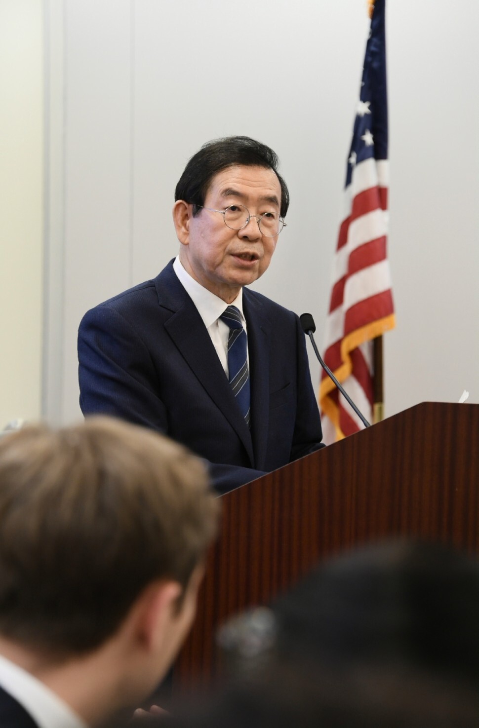 Seoul Mayor Park Won-soon gives a speech at the Council of Foreign Relations in Washington, DC, on Jan. 13. (provided by the Seoul Metropolitan Government)