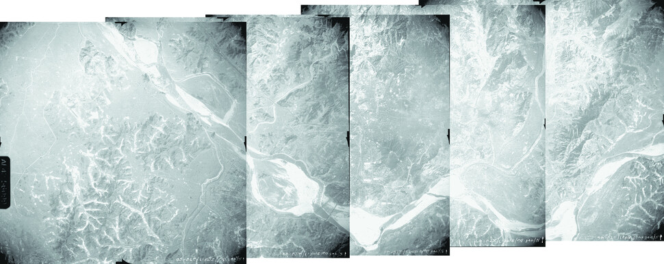 1945년 1월18일 미군이 항공 폭격을 위해 찍은 서울 강북과 한강 일대의 사진. 왼쪽 위 난지도부터 여의도, 이촌동 한강 백사장, 저자도, 잠실섬 등 한강 섬들의 모습이 보인다. 김천수 용산학연구센터장 제공
