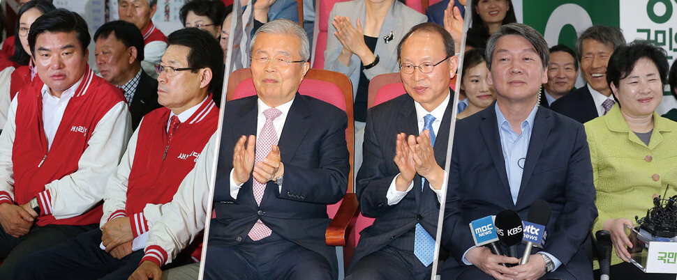 The leaders of the three main political parties during the Apr. 13 general elections. From left to right