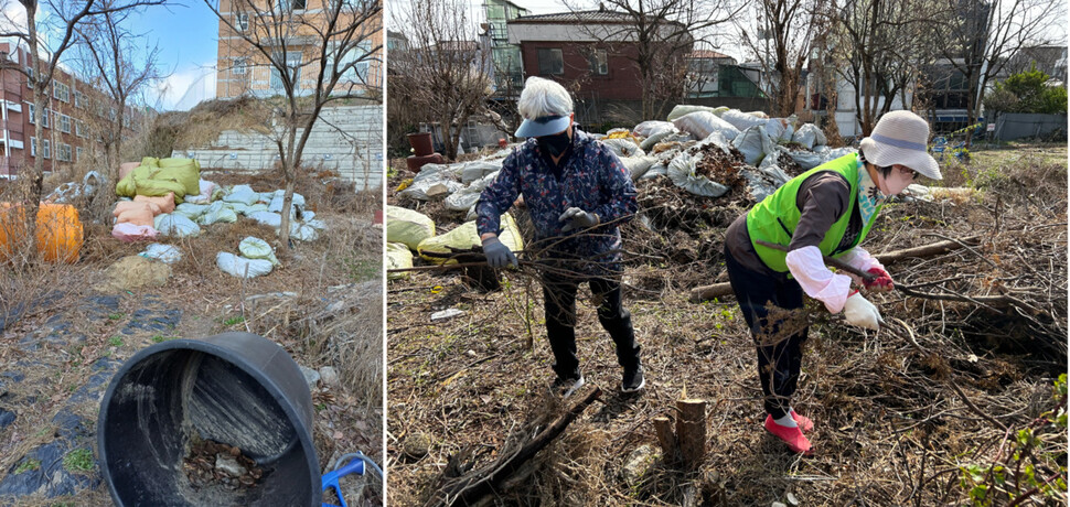 지난해에는 20년 넘게 버려진 삼일공고 옆 260평가량 학교 재단 용지를 주민 텃밭 정원으로 바꿨다. 매향사모 제공